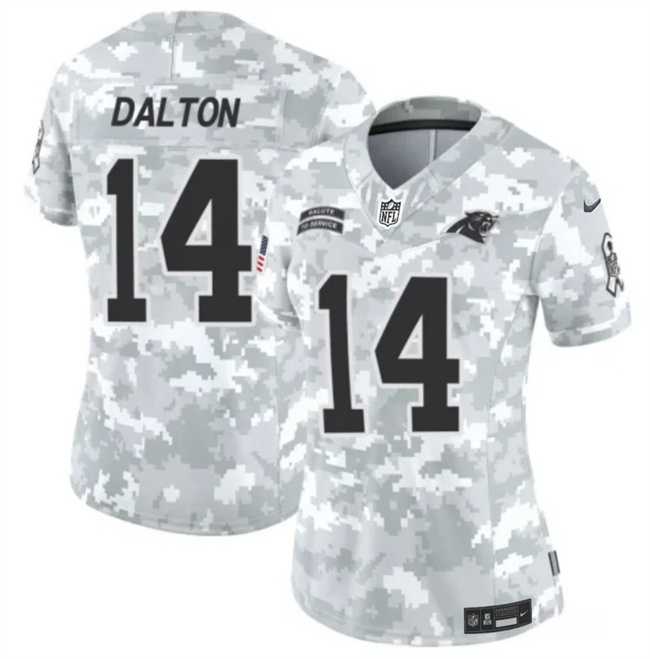 Womens Carolina Panthers #14 Andy Dalton 2024 F.U.S.E Arctic Camo Salute To Service Limited Stitched Jersey Dzhi